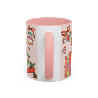 Kerst Mok – Christmas Booklover (330 ml) – Witte keramiek mok met gekleurde binnenkant & oor