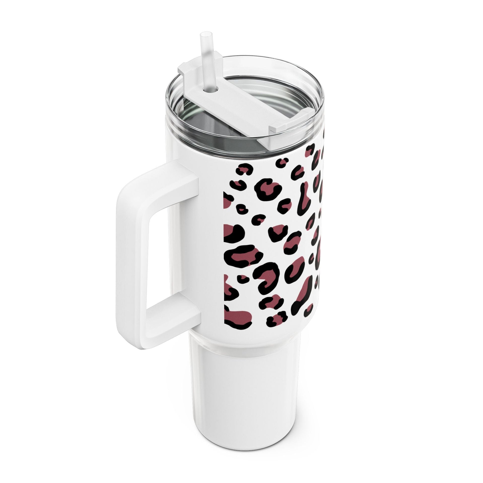 Panterprint tumbler op witte tumbler 900ml roestvrijstaal met dubbelwandige isolatie – Creatieve Aap