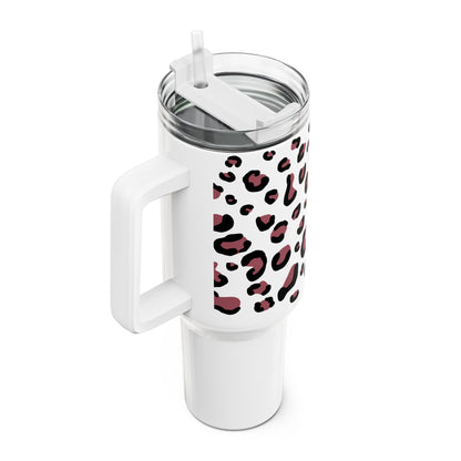 Panterprint tumbler op witte tumbler 900ml roestvrijstaal met dubbelwandige isolatie – Creatieve Aap