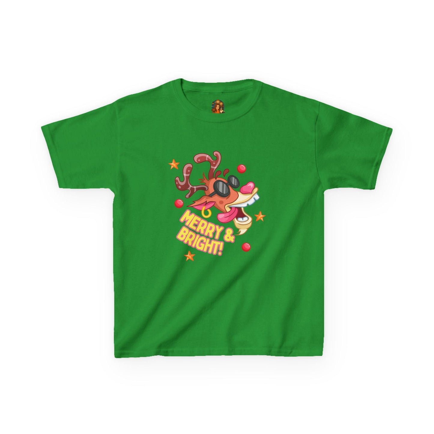 🎄 Kinder Kerst T-Shirt – Merry & Bright Reindeer (Kids XS–XL)