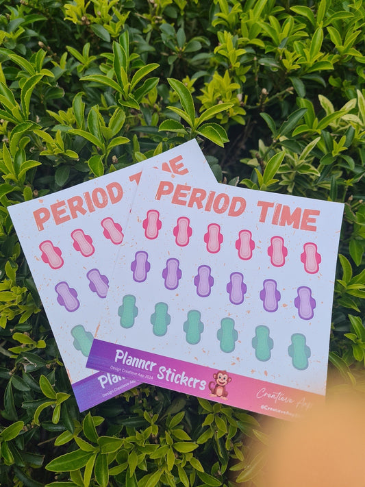 Handgemaakt Planner Sticker Vel - Period Time: Menstruatie Tracker Stickers