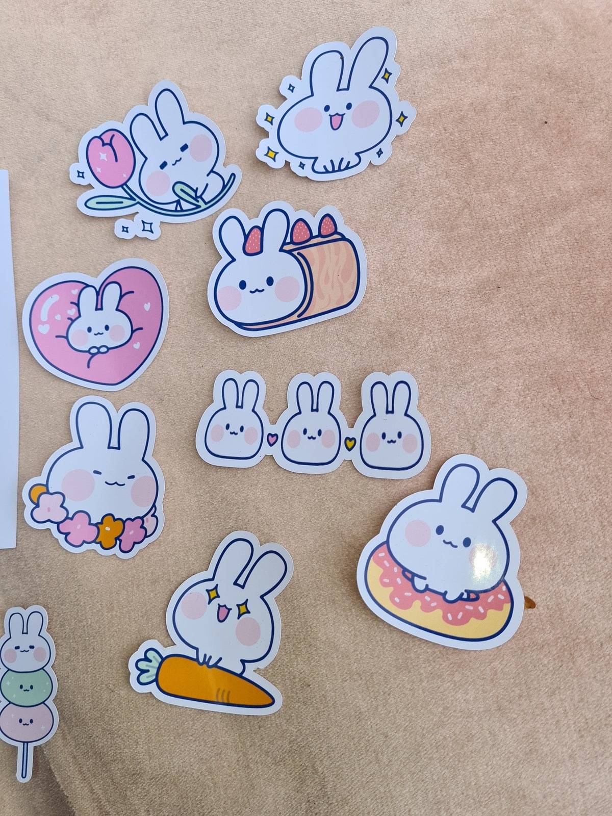 Maggie Kawaii Witte Konijn Sticker Set - Set van 10 - Collectie Maggie