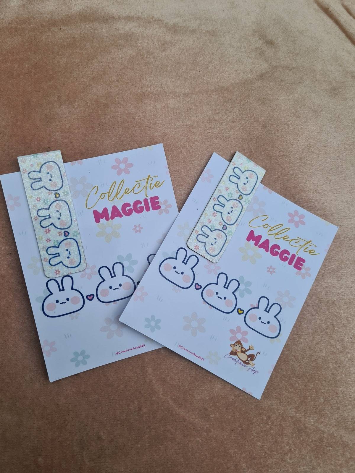 Maggie Kawaii Witte Konijn Magnetische Bookmark - Collectie Maggie