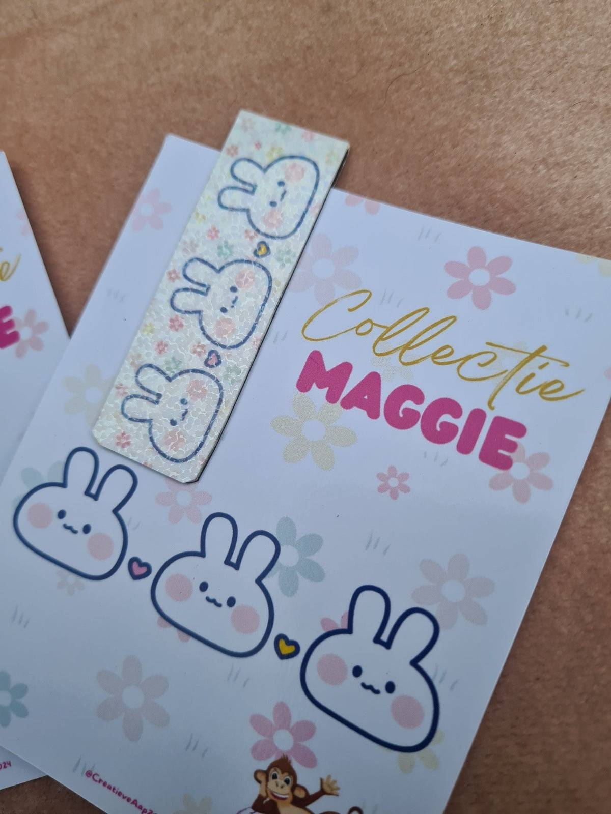 Maggie Kawaii Witte Konijn Magnetische Bookmark - Collectie Maggie