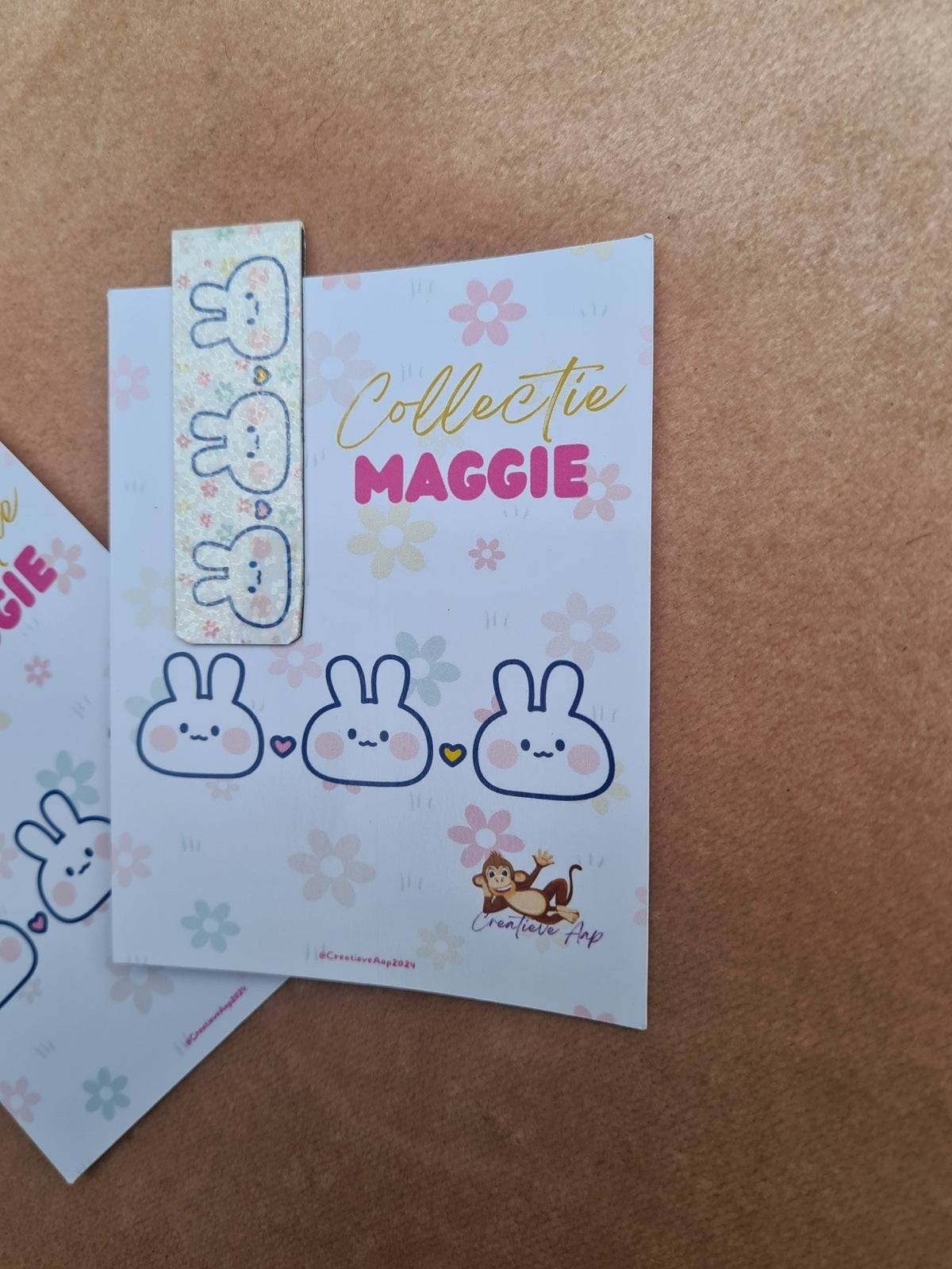 Maggie Kawaii Witte Konijn Magnetische Bookmark - Collectie Maggie