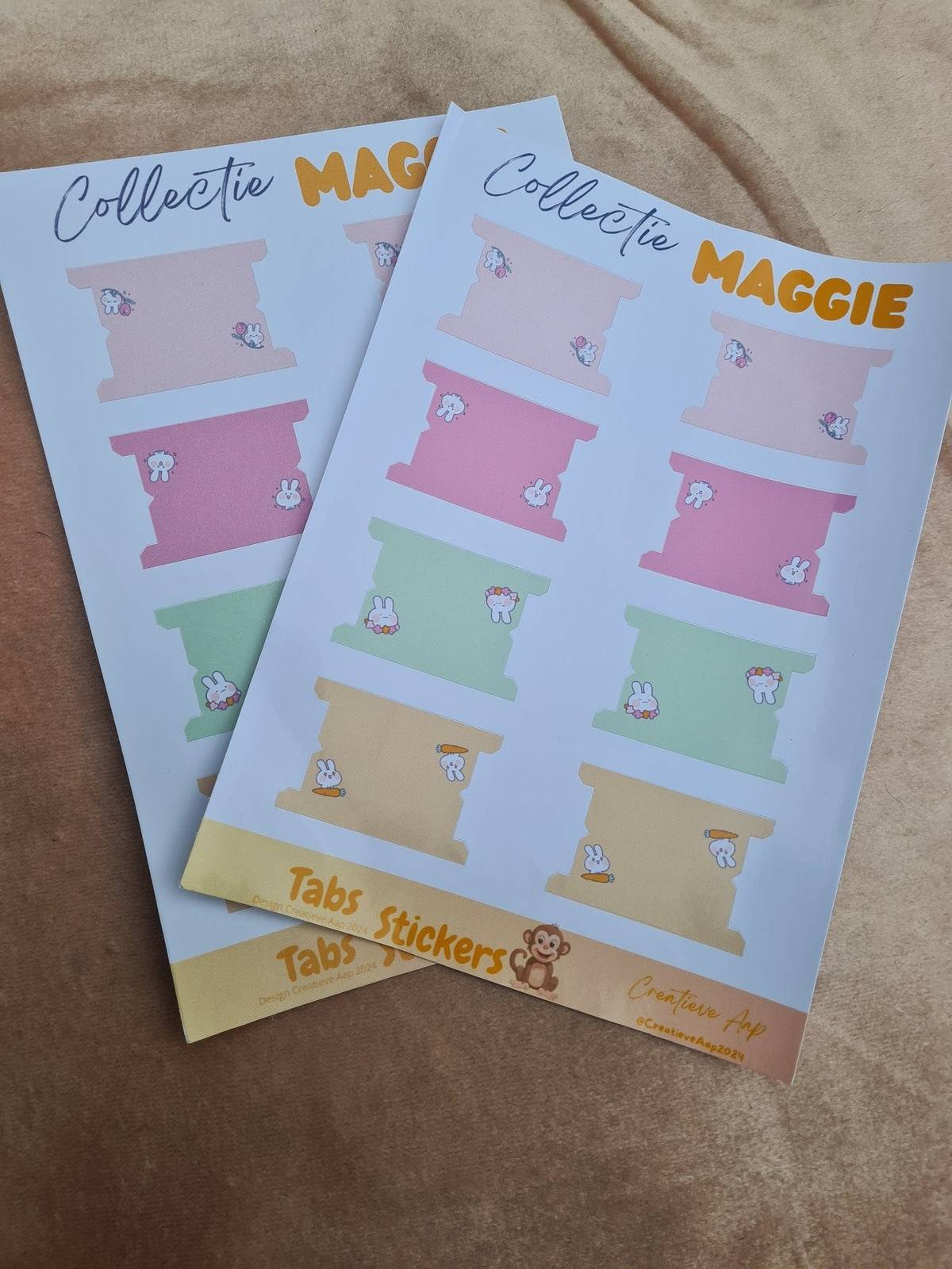 Maggie Kawaii Witte Konijn Vinyl Planner Stickers - Index Tabs - Collectie Maggie