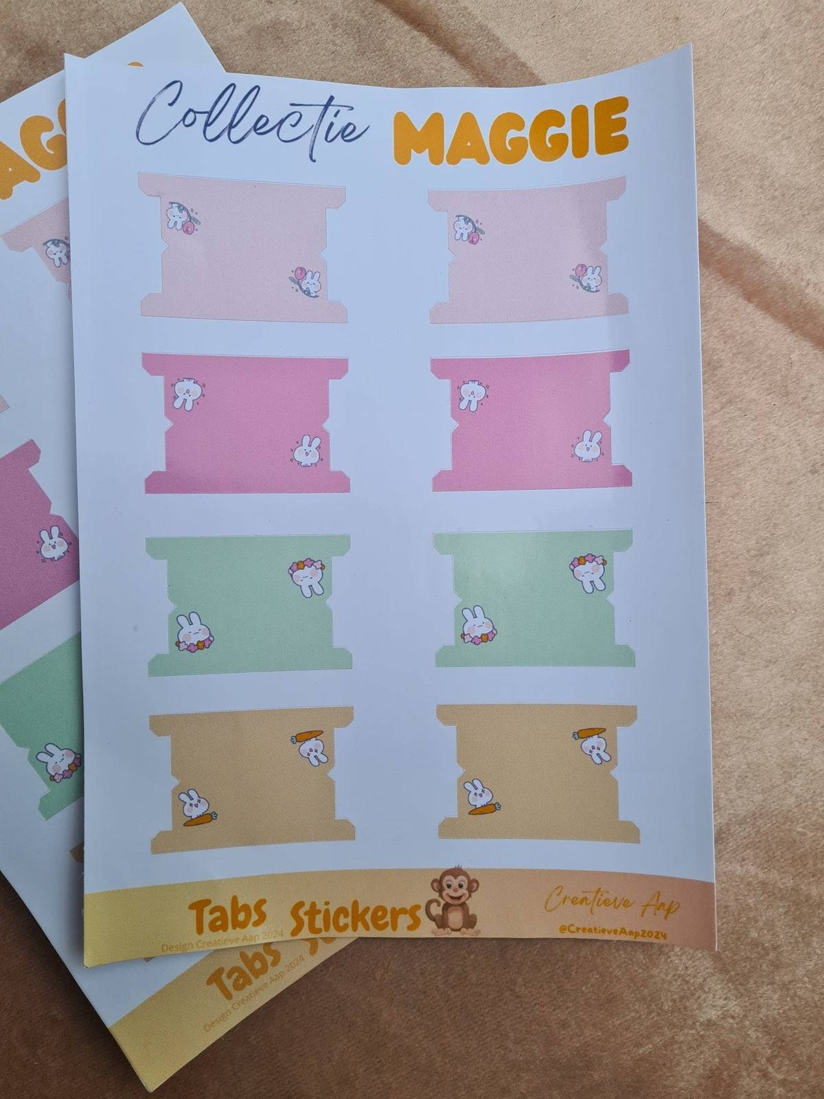 Maggie Kawaii Witte Konijn Vinyl Planner Stickers - Index Tabs - Collectie Maggie