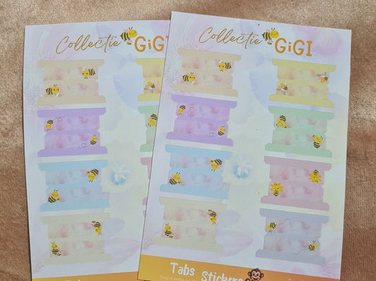 GiGi Index Tabs Stickers - Set van 8 - Fleurig en Met Bij Motief - Kawaii Bezige Bij Collectie