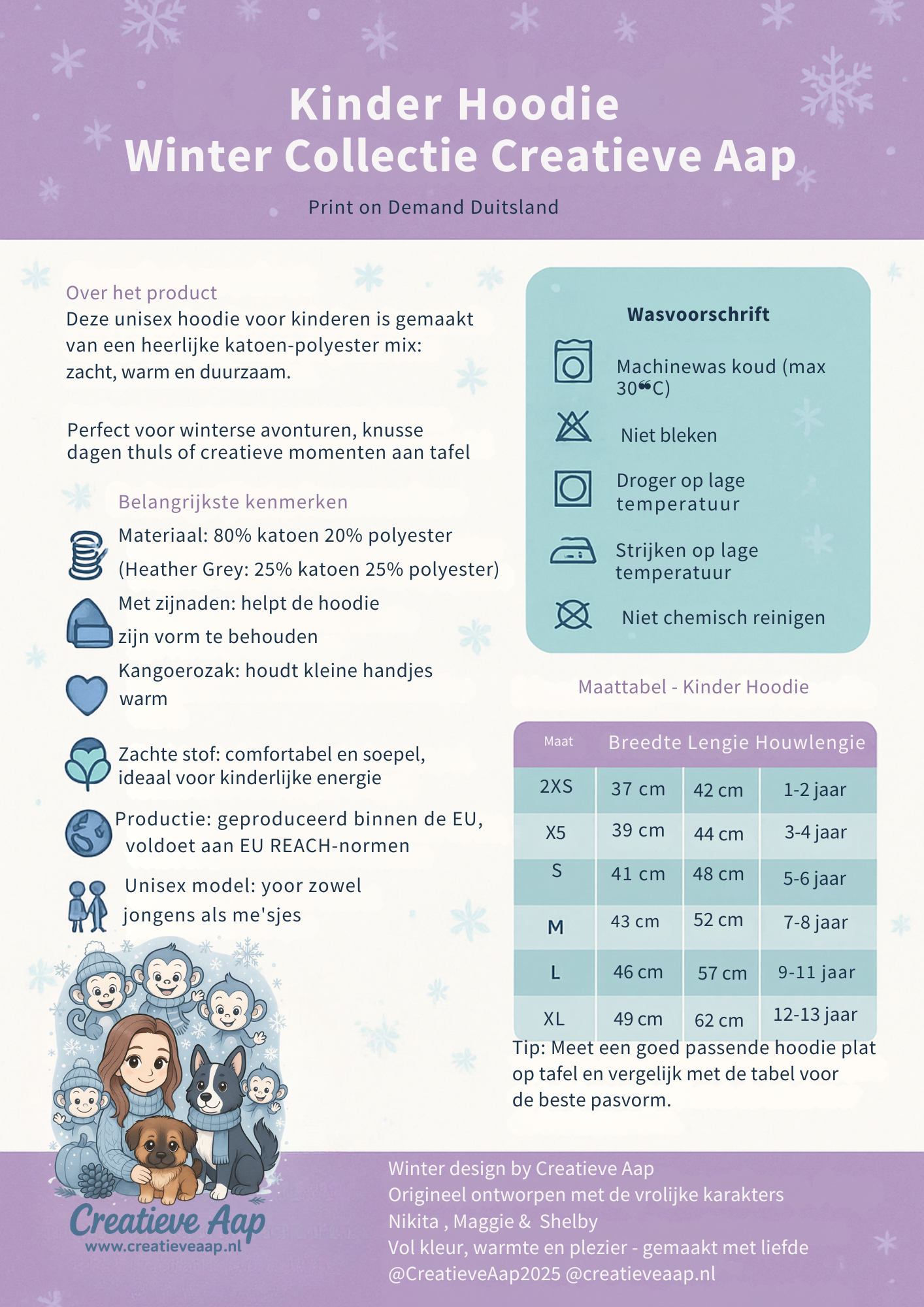 👸 Kinder Hoodie – Winter Prinses