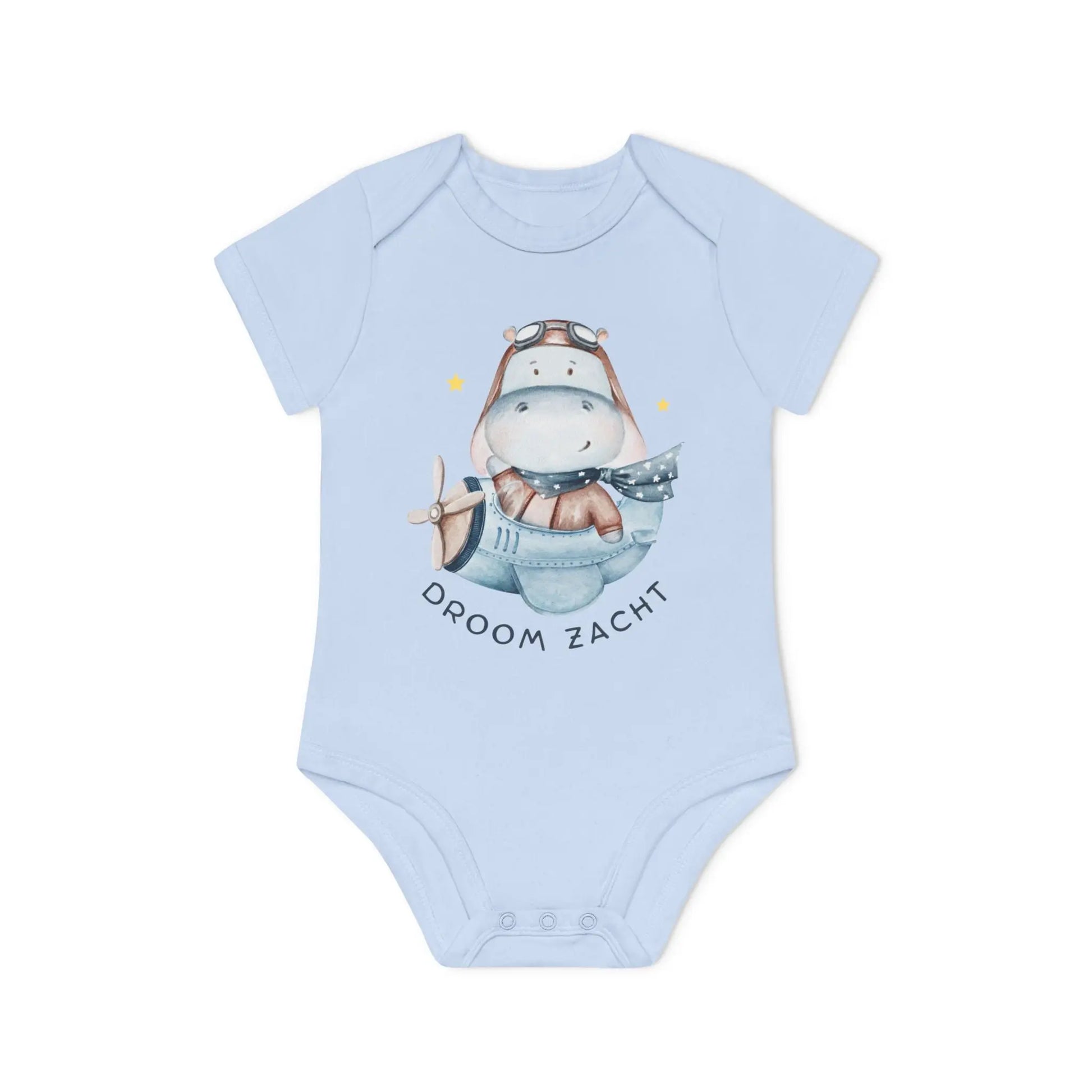 Nijlpaard Droom Zacht Romper – Babyromper met Vliegend Nijlpaard | Biokatoen in 4 Kleuren Printify