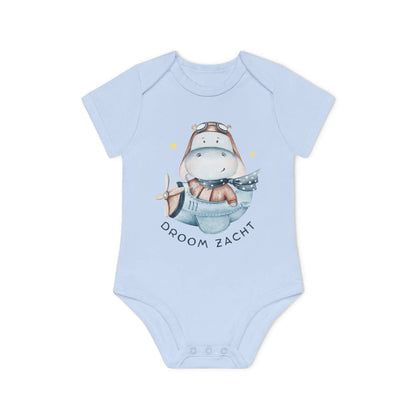 Nijlpaard Droom Zacht Romper – Babyromper met Vliegend Nijlpaard | Biokatoen in 4 Kleuren Printify