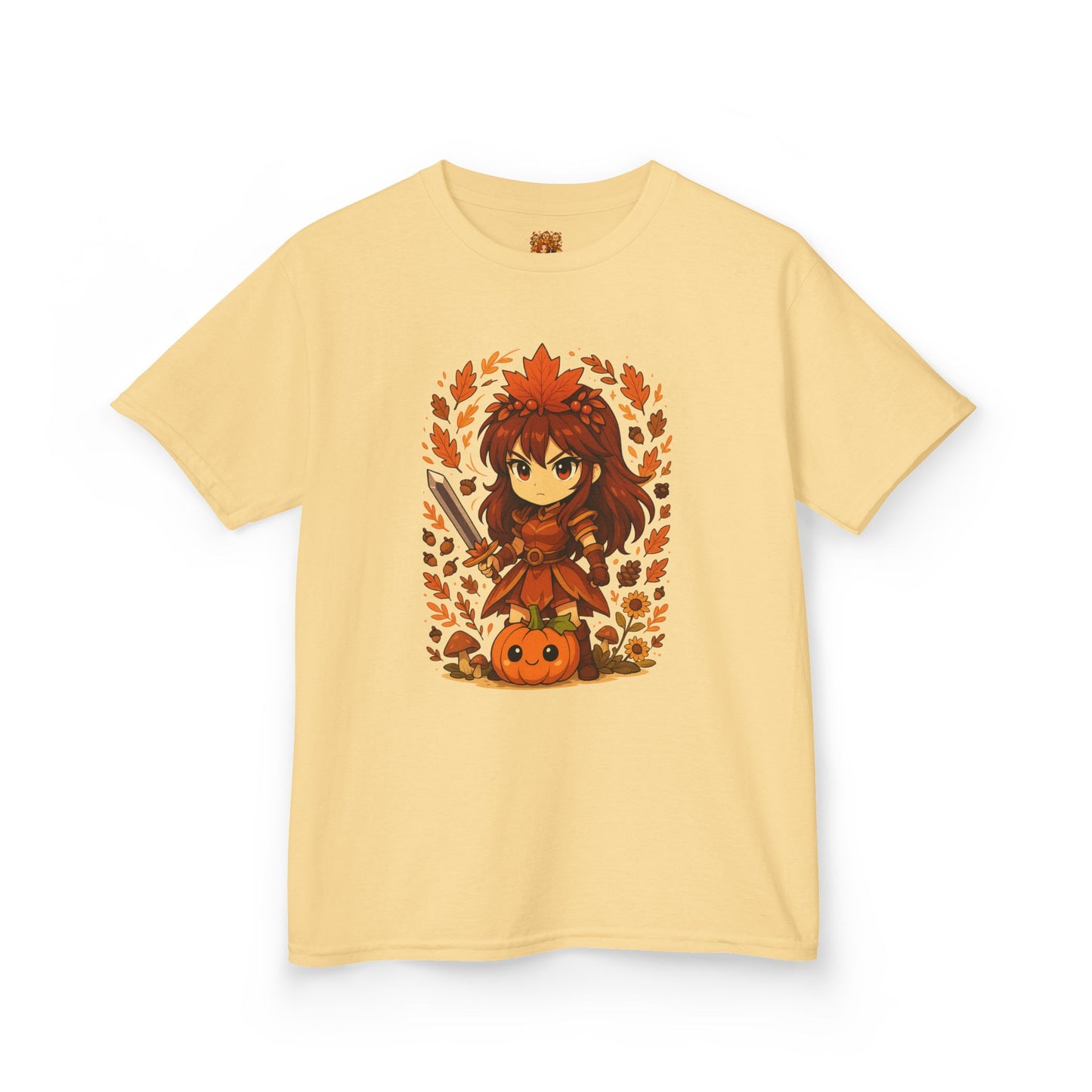 Kawaii anime girl warrior strijdster kinder shirt Yellow Haze. Bedrukking voor
