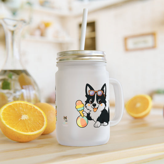 Mason Jar Glas – Collectie Nikita Zomerse Vibes – 350 ml (12oz) – Inclusief Deksel & Rietje