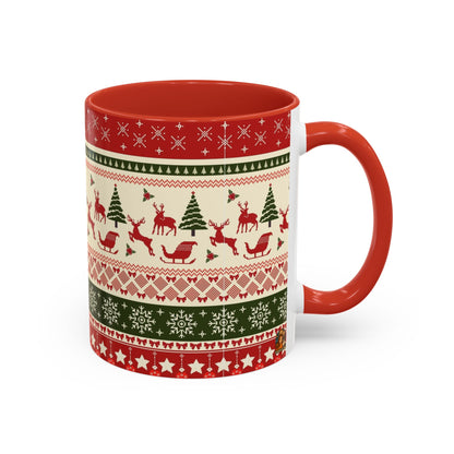 Kerst Vibes Mok – Scandi Knit Pattern – 330 ml Keramiek