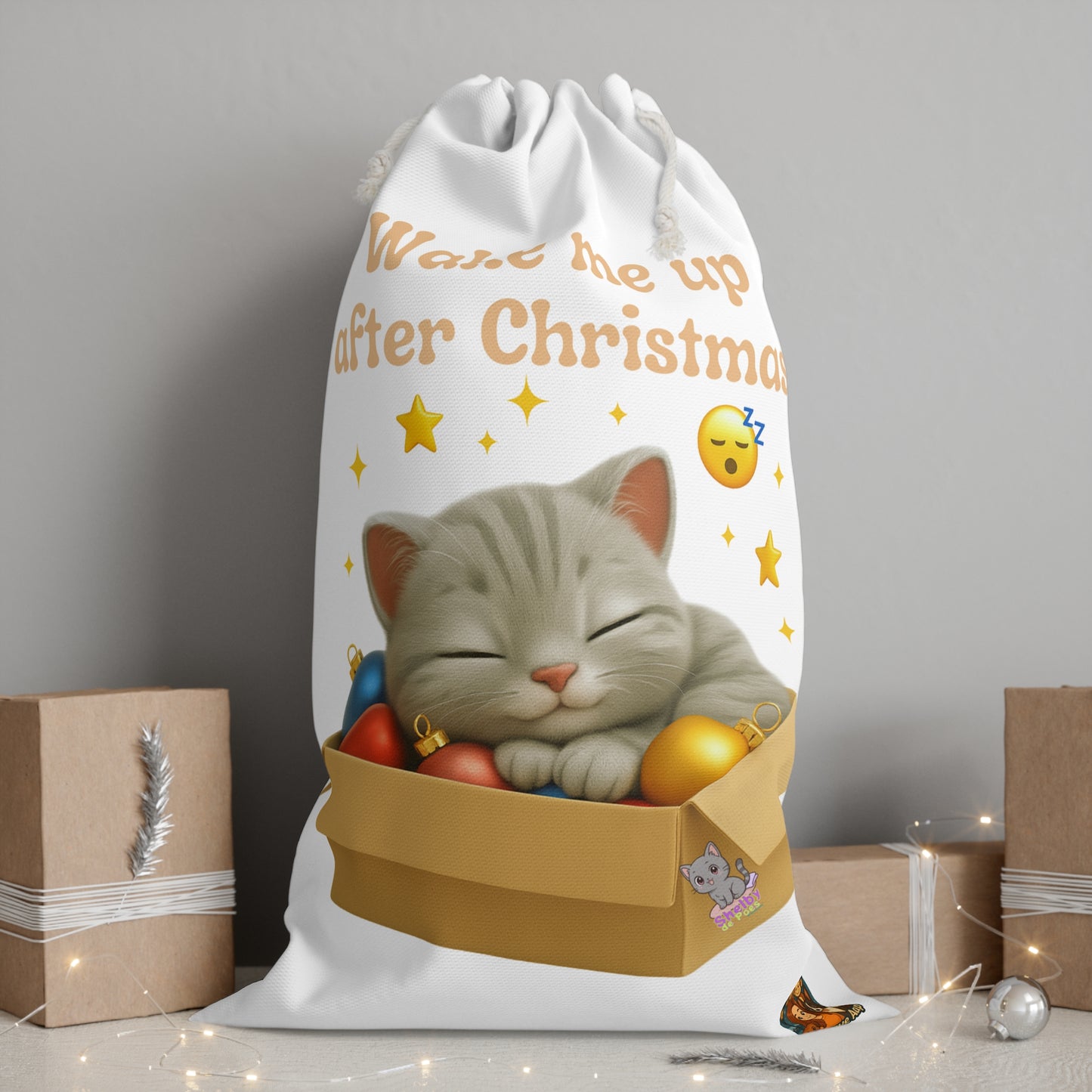 🎁 Shelby – Wake Me Up After Christmas Cadeauzak (Duurzaam & Herbruikbaar)