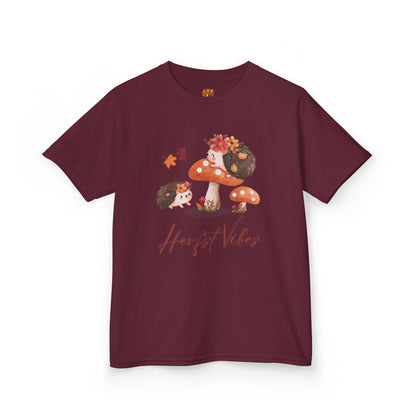 Herfst Vibes egel kinder shirt Maron met bedrukking voor