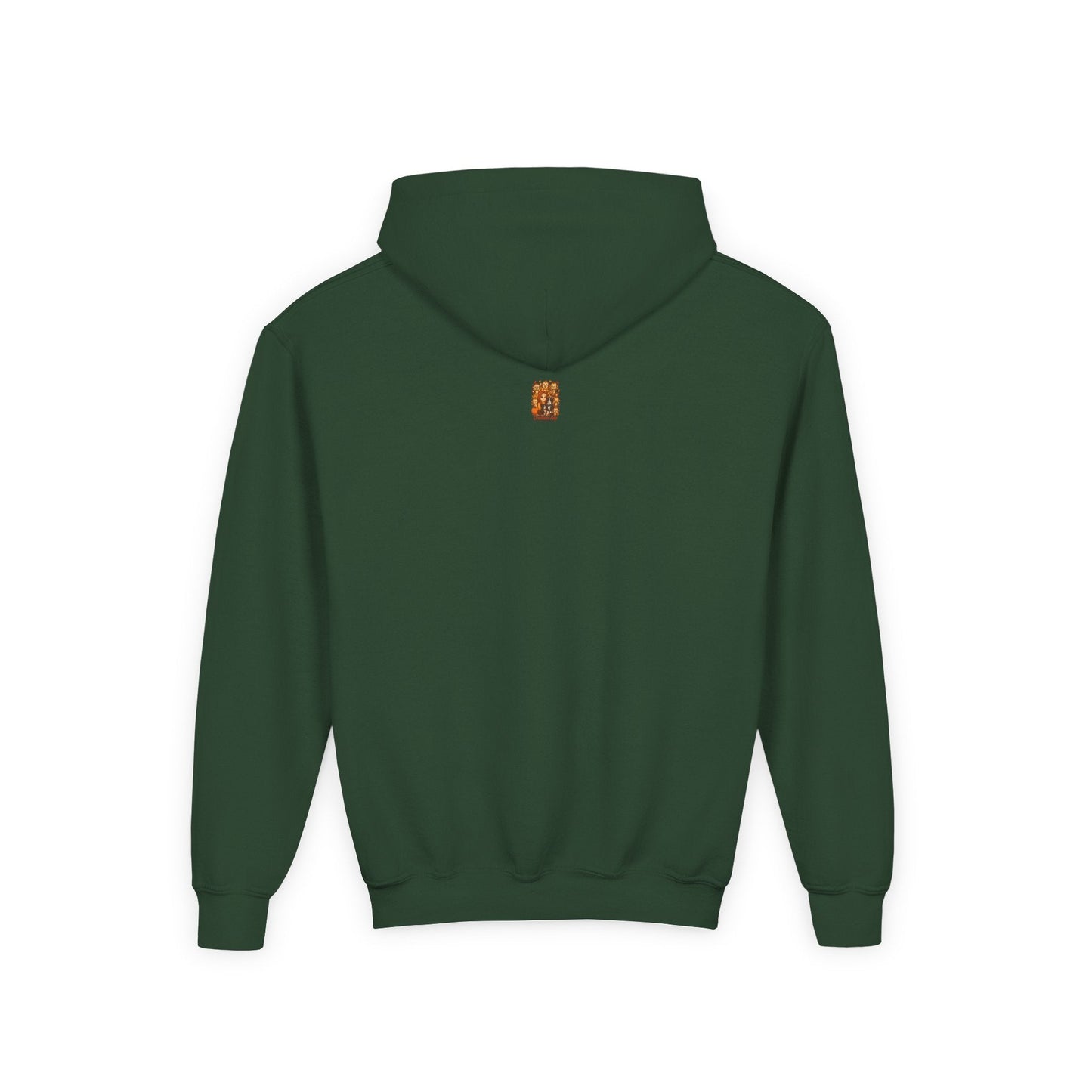 Kids Hoodie Hallo herfst beer achterkant met capuchon en trekkoord, Military Green