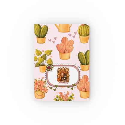 Achterkant notitieboek cactus design met volledige wraparound print. Hoogwaardig 90 gsm papier, 128 pagina’s – Creatieve Aap
