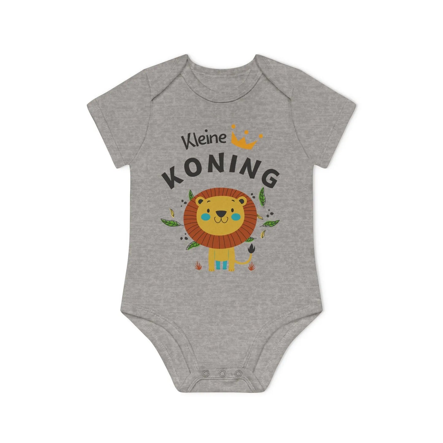 Kleine Koning Romper – Baby Romper met Leeuw Design | Biokatoen in 4 Kleuren Printify