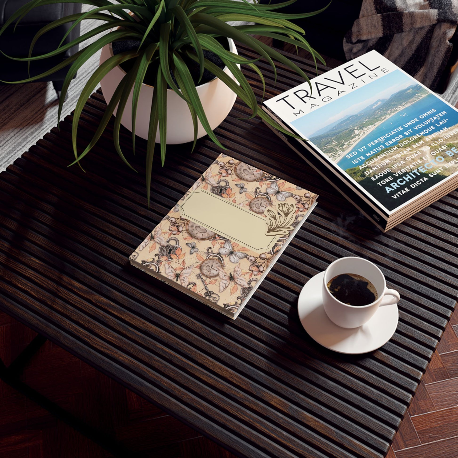 Notitieboek Vintage Tijd & Vlinders – voorkant met klokken en vlinders op beige achtergrond (13,2 x 18,8 cm)

Notitieboek Vintage Tijd & Vlinders – achterkant met klokken en vlinders, beige achtergrond (13,2 x 18,8 cm)