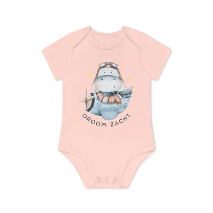Nijlpaard Droom Zacht Romper – Babyromper met Vliegend Nijlpaard | Biokatoen in 4 Kleuren Printify