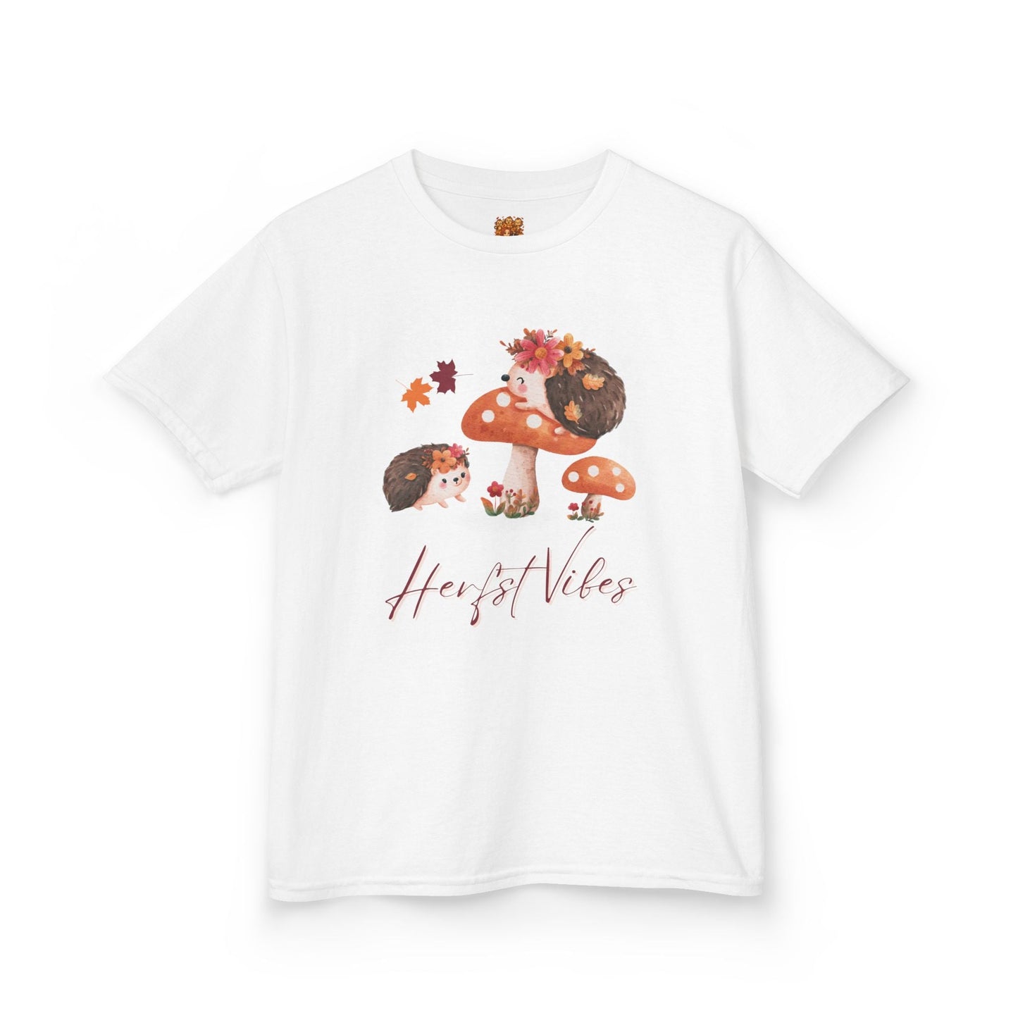 Herfst Vibes egel kinder shirt wit met bedrukking voor