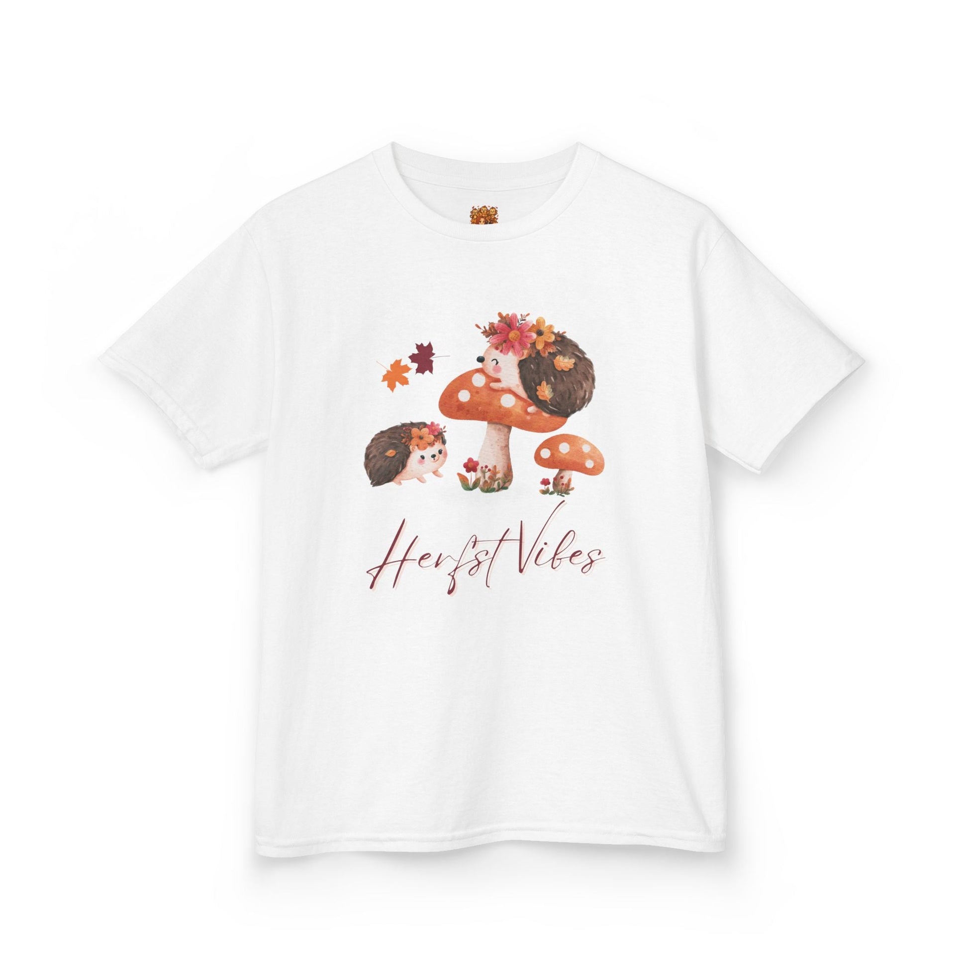 Herfst Vibes egel kinder shirt wit met bedrukking voor