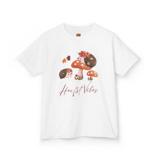 Herfst Vibes egel kinder shirt wit met bedrukking voor