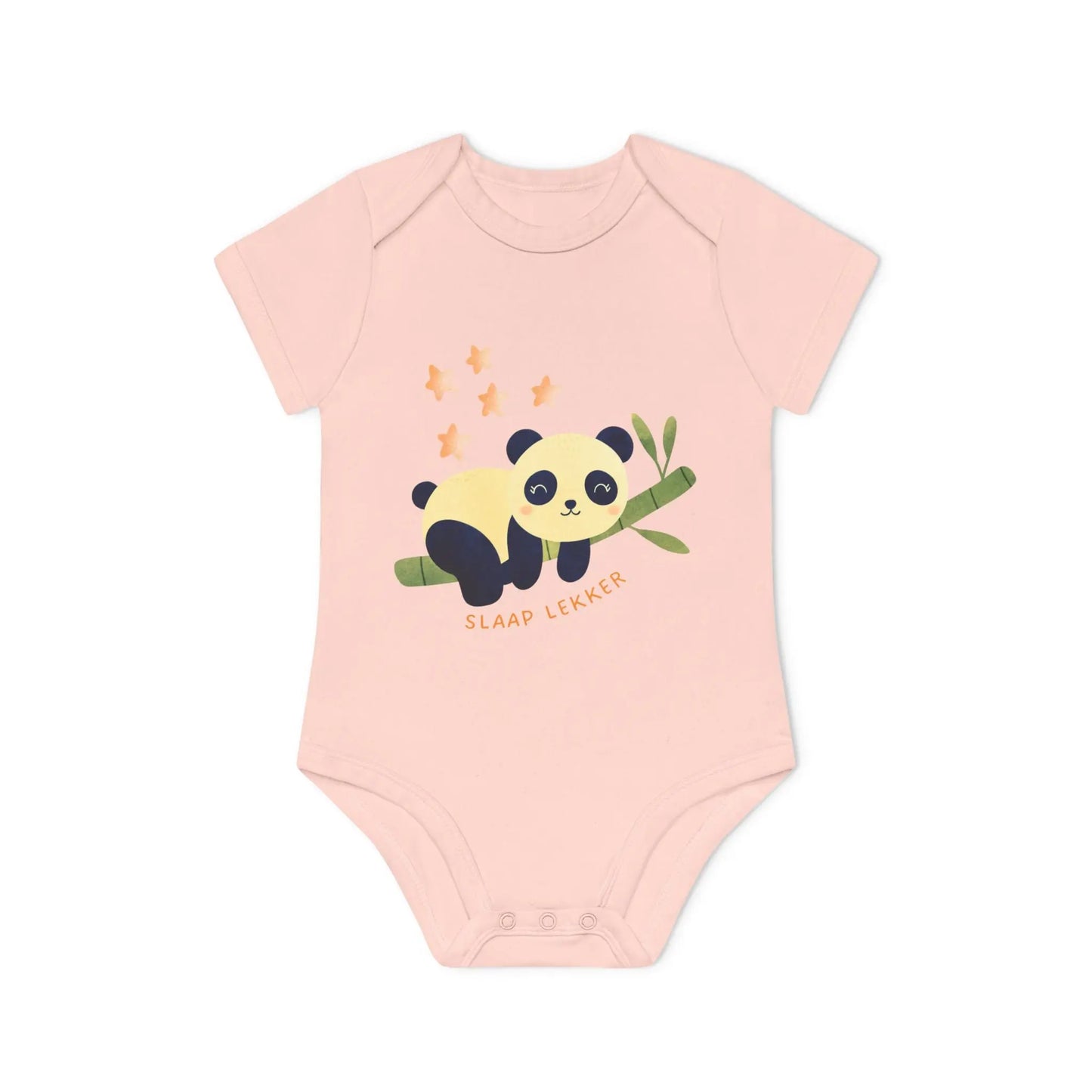Panda Slaap Lekker Romper – Babyromper met Schattige Panda & Sterretjes | Biokatoen Printify