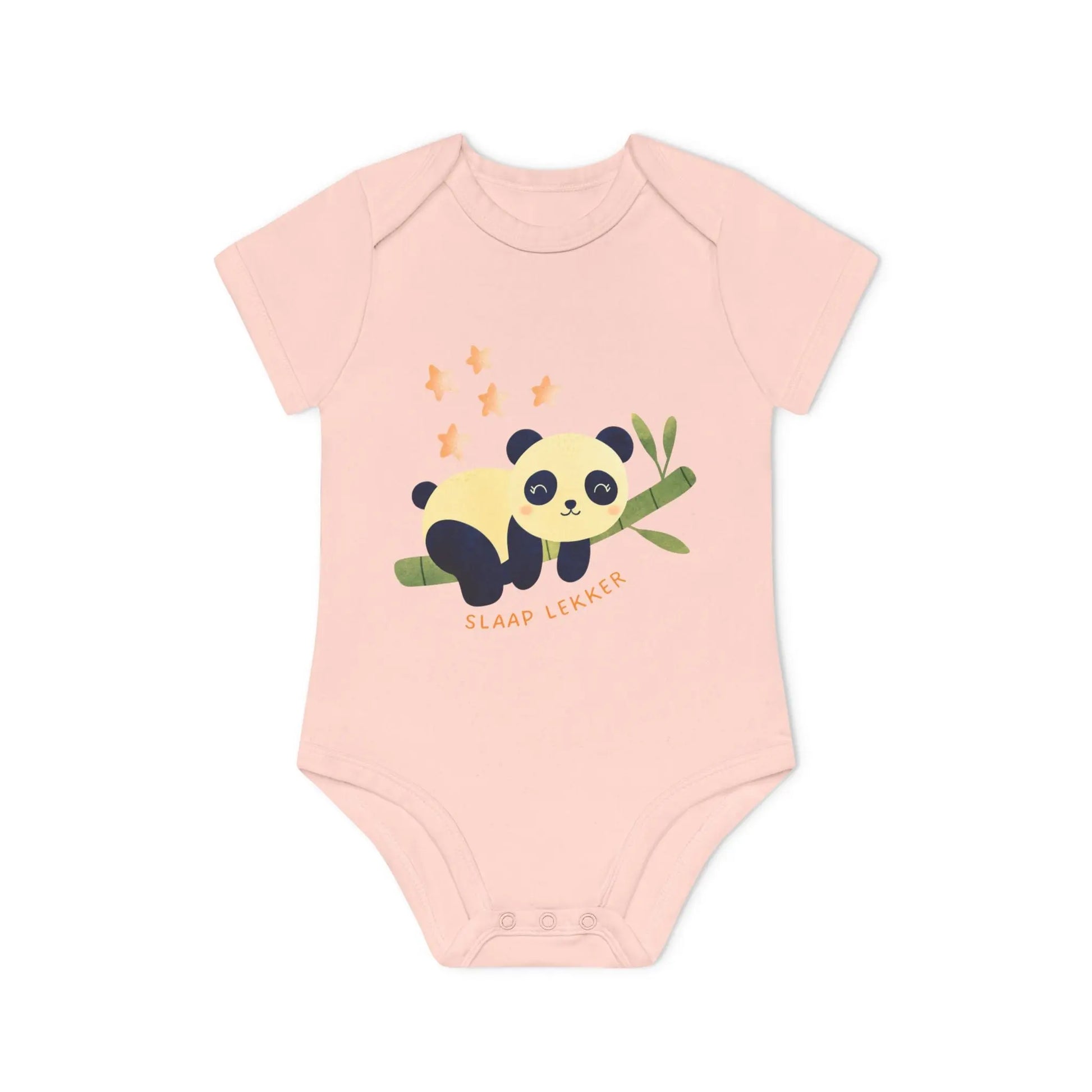 Panda Slaap Lekker Romper – Babyromper met Schattige Panda & Sterretjes | Biokatoen Printify