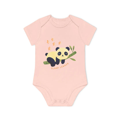 Panda Slaap Lekker Romper – Babyromper met Schattige Panda & Sterretjes | Biokatoen Printify