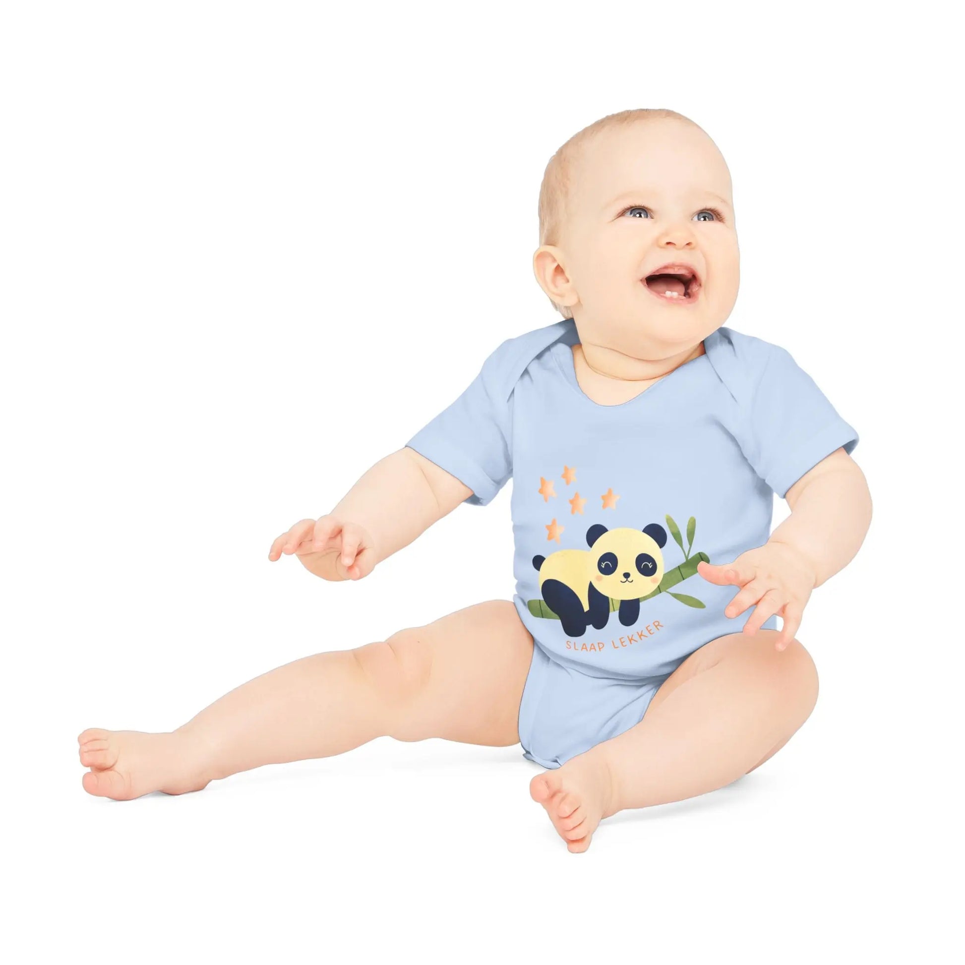Panda Slaap Lekker Romper – Babyromper met Schattige Panda & Sterretjes | Biokatoen Printify