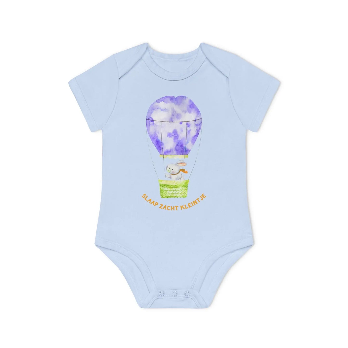 Slaap Zacht Kleintje Romper – Kawaii Romper met Konijn in Luchtballon | Biokatoen in 5 Kleuren Printify