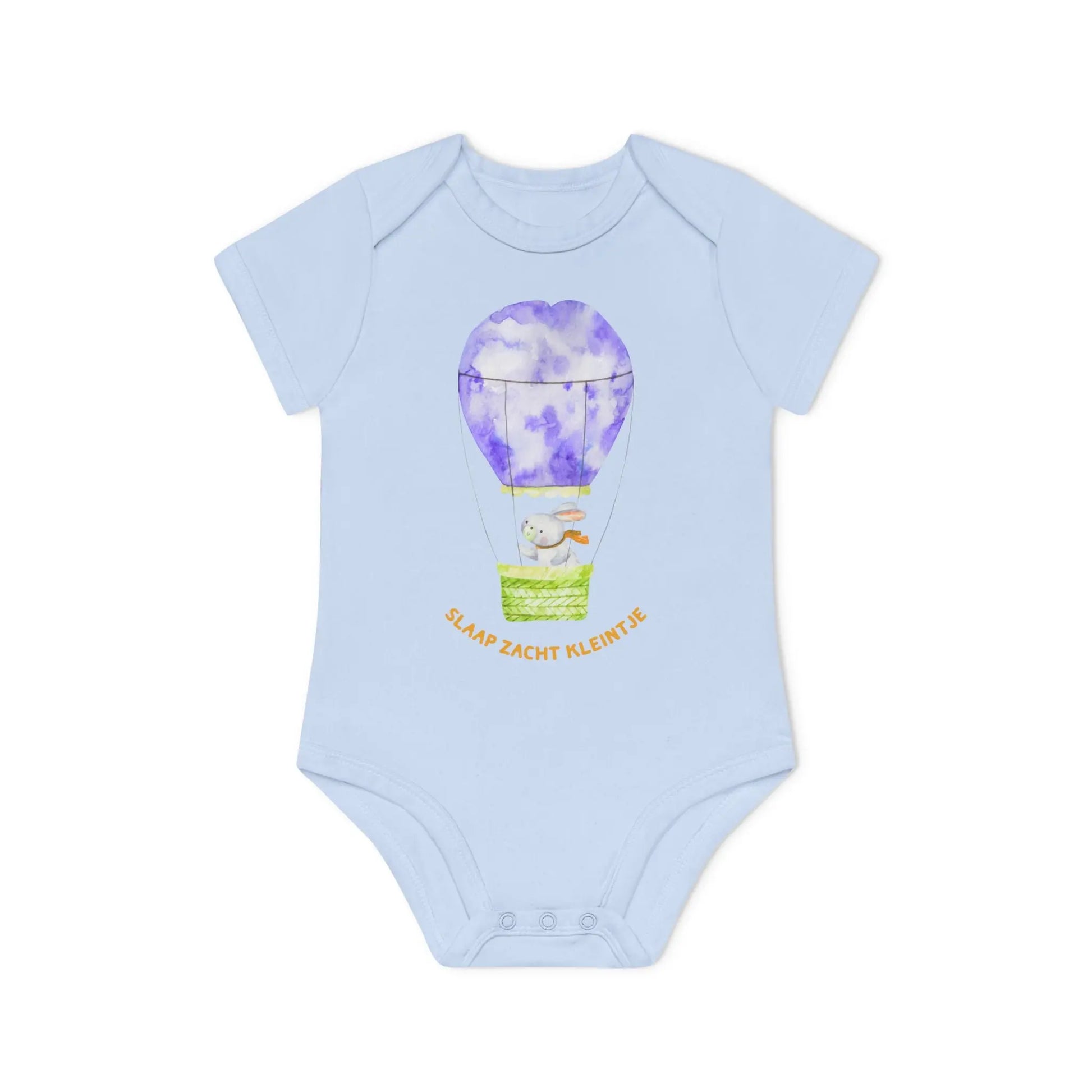 Slaap Zacht Kleintje Romper – Kawaii Romper met Konijn in Luchtballon | Biokatoen in 5 Kleuren Printify