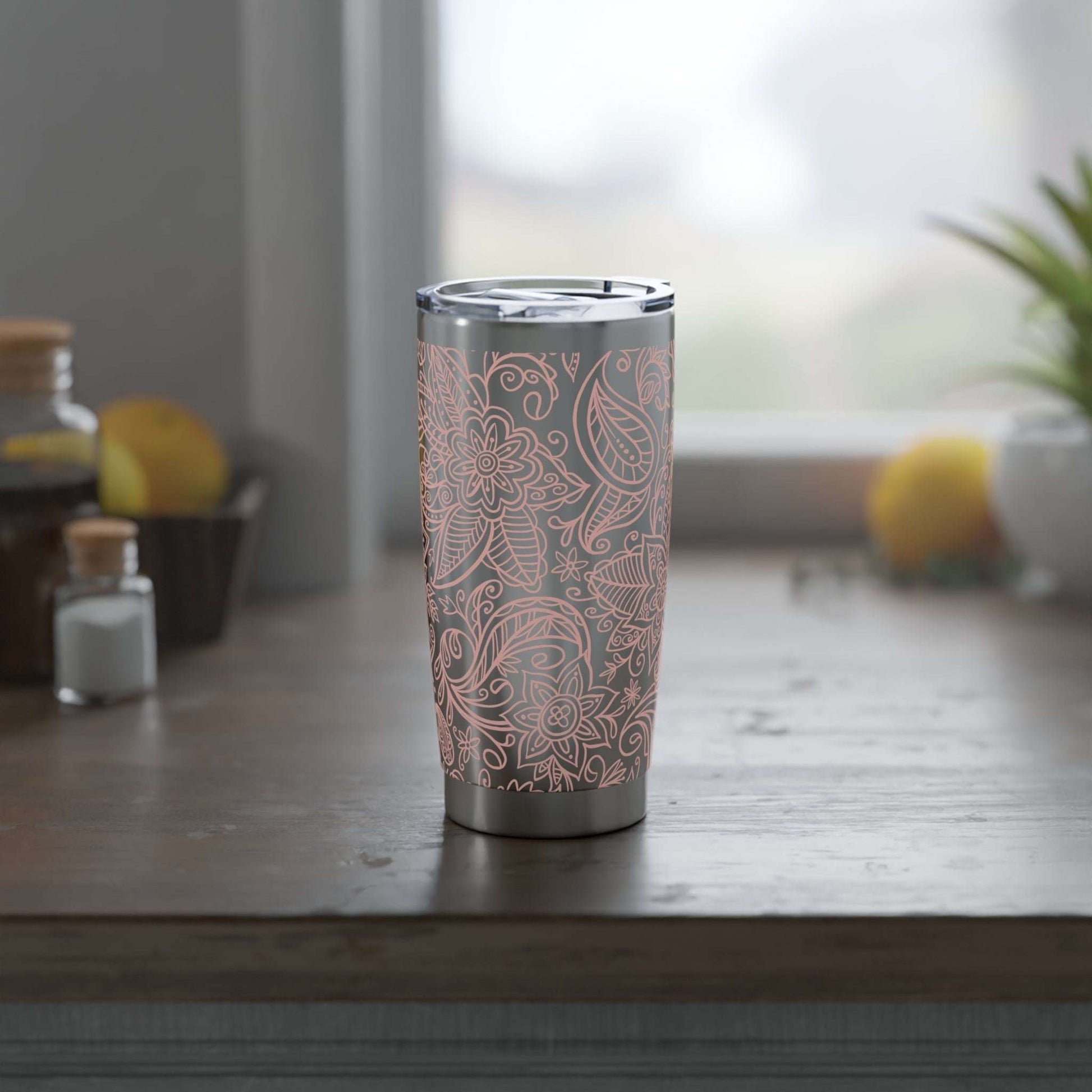 RVS Tumbler 600ml met Primrose Bloemenprint – Dubbelwandig, Herbruikbaar & Stijlvol Printify