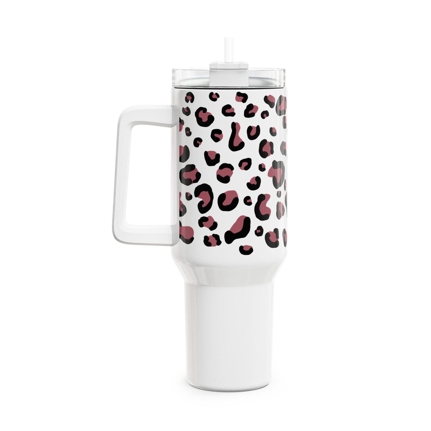 Panterprint tumbler op witte tumbler 900ml roestvrijstaal met dubbelwandige isolatie – Creatieve Aap