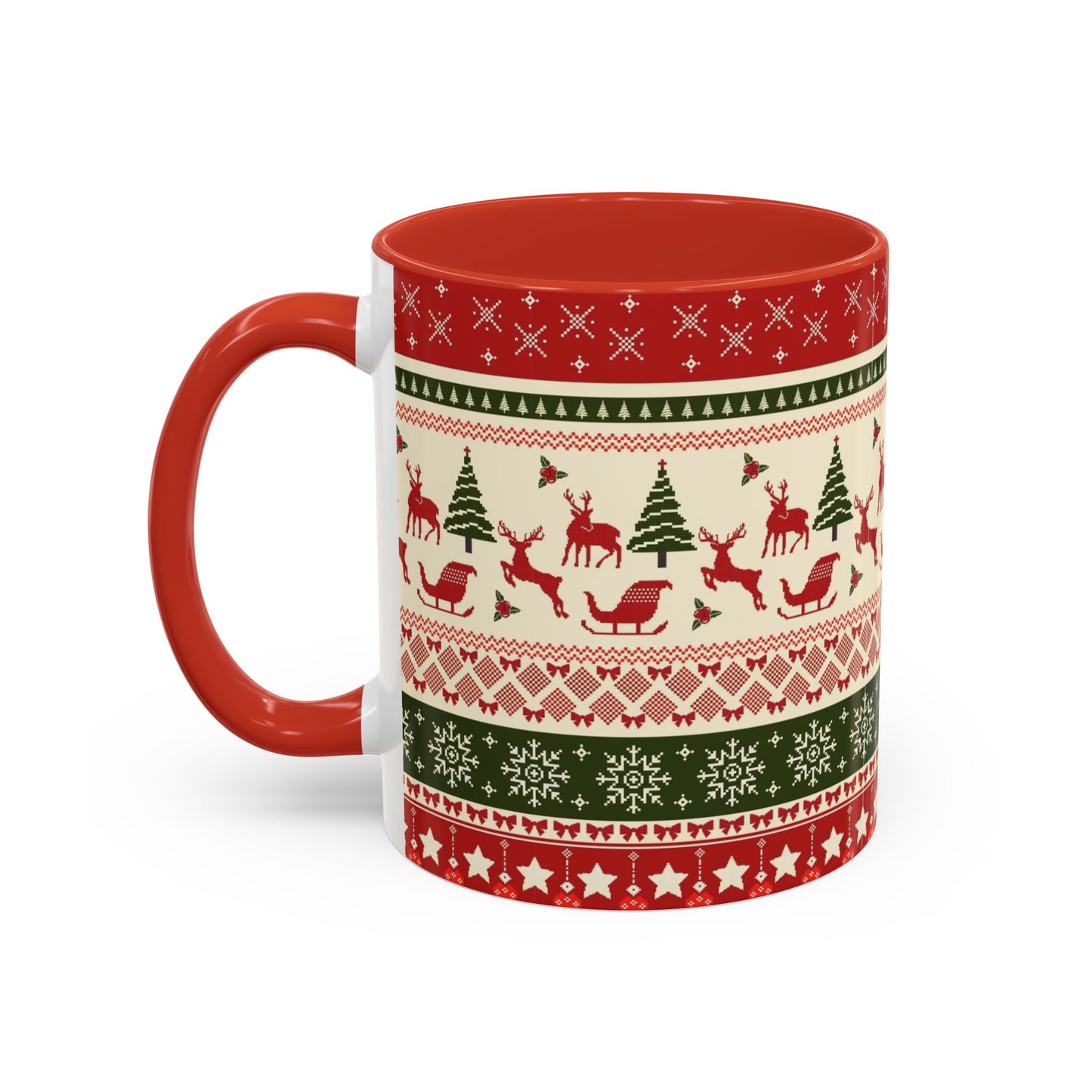 Kerst Vibes Mok – Scandi Knit Pattern – 330 ml Keramiek