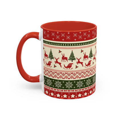 Kerst Vibes Mok – Scandi Knit Pattern – 330 ml Keramiek