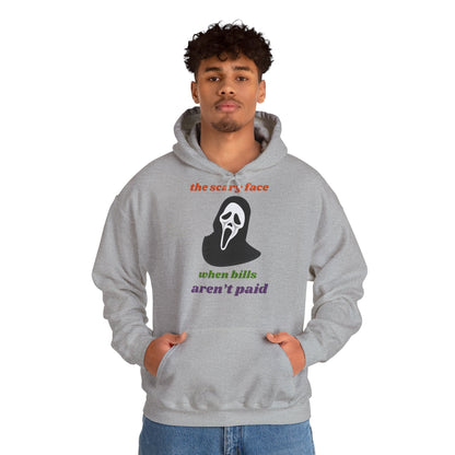 Unisex Heavy Blend™ Hooded Sweatshirt – The Scary Face When Bills Aren’t Paid Hoodie