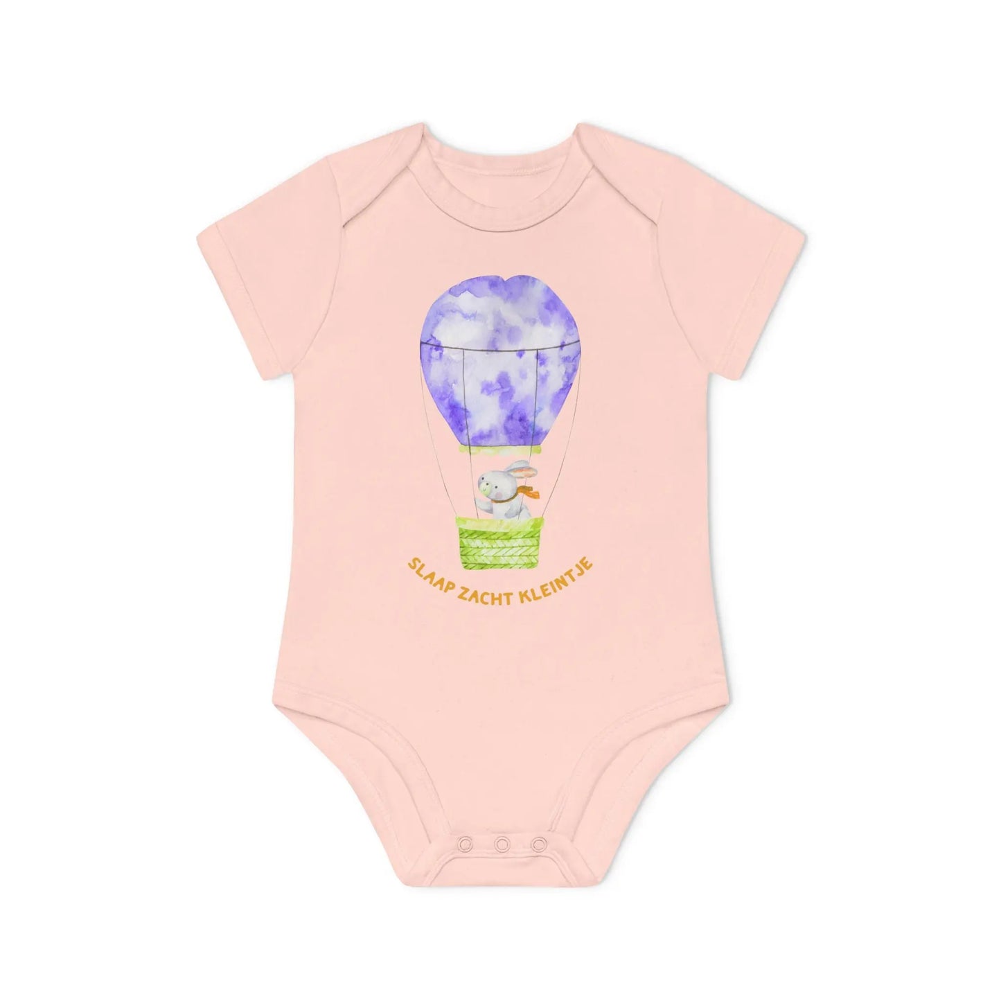 Slaap Zacht Kleintje Romper – Kawaii Romper met Konijn in Luchtballon | Biokatoen in 5 Kleuren Printify