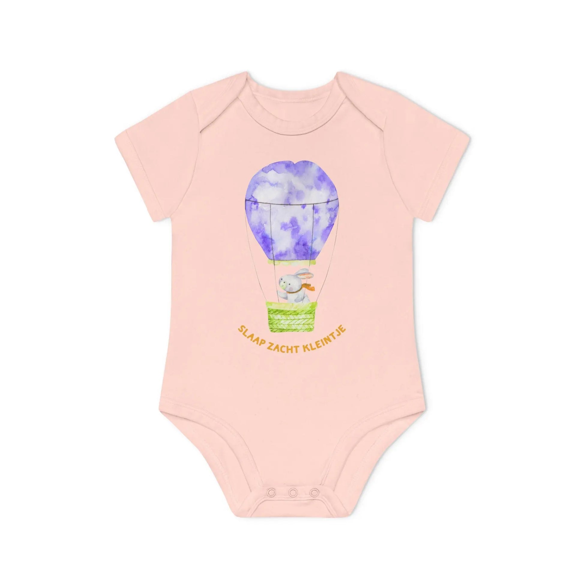 Slaap Zacht Kleintje Romper – Kawaii Romper met Konijn in Luchtballon | Biokatoen in 5 Kleuren Printify