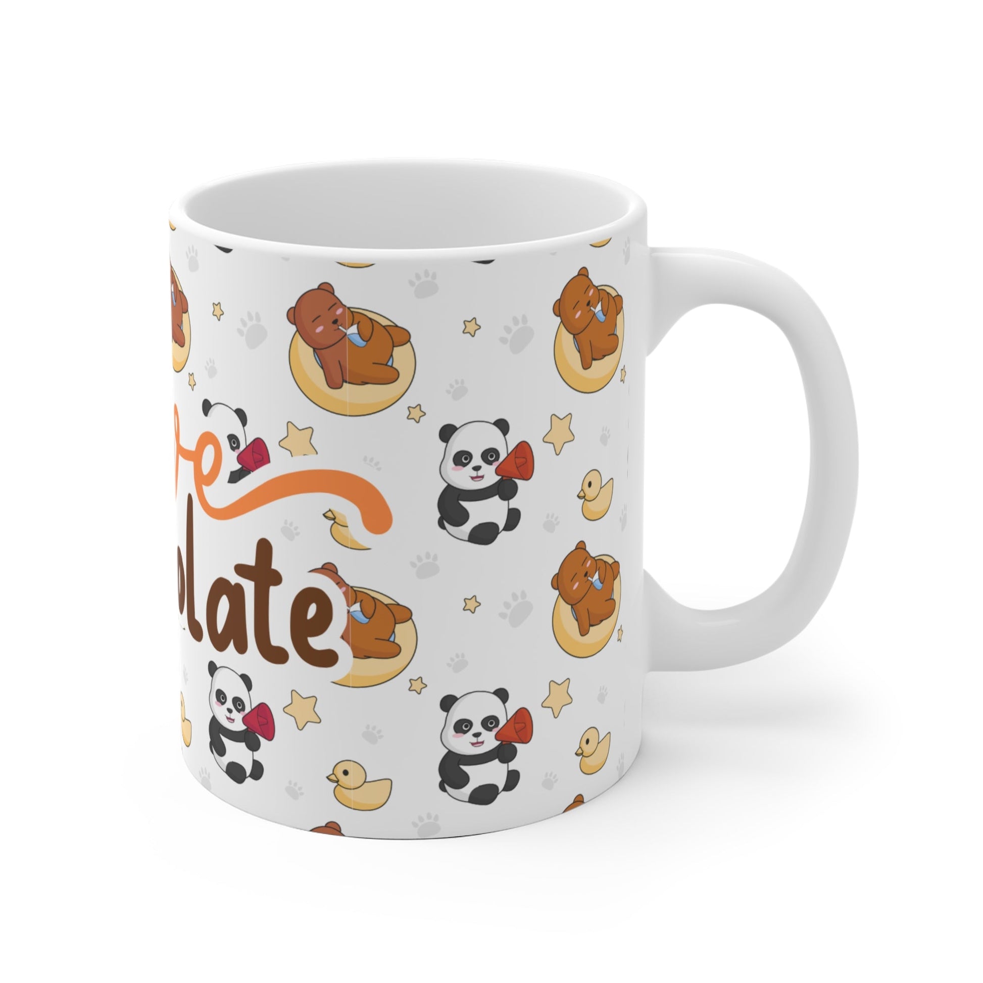 Mok “Love Chocolate” met Panda & Teddybeer Design – 325 ml & 440 ml Printify