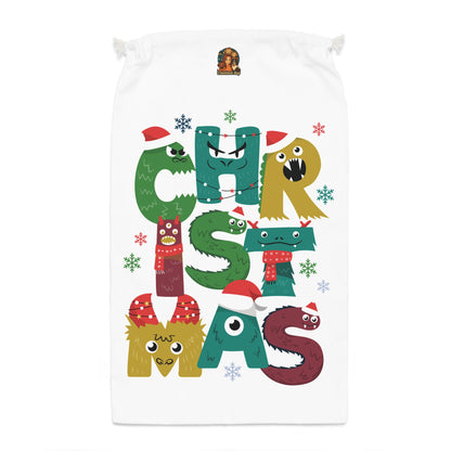 🎄 Kerst Cadeau Zak – Christmas Monster Letters (55 × 85 cm)