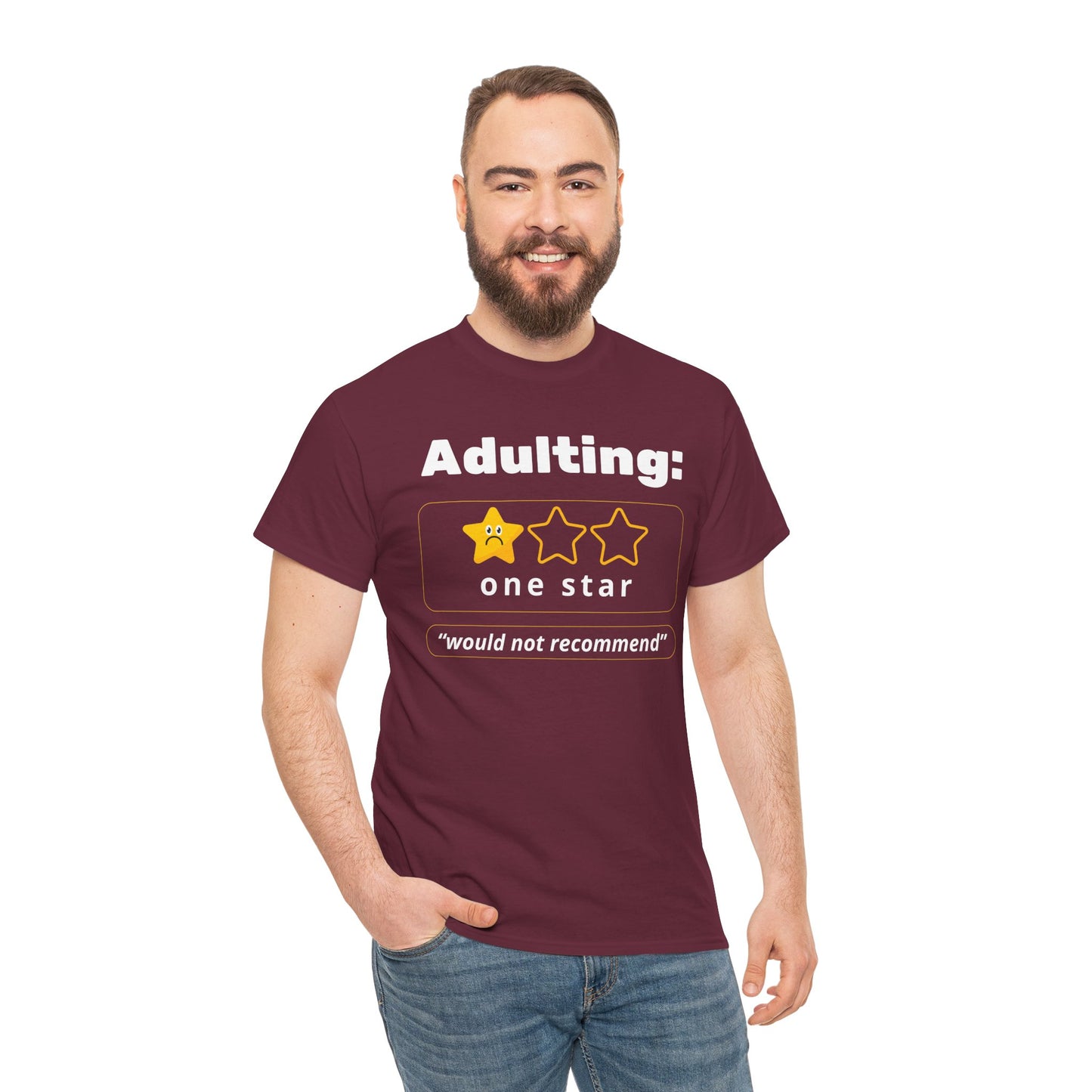 Unisex Heavy Cotton Tee – Adulting: One Star (Would Not Recommend)
