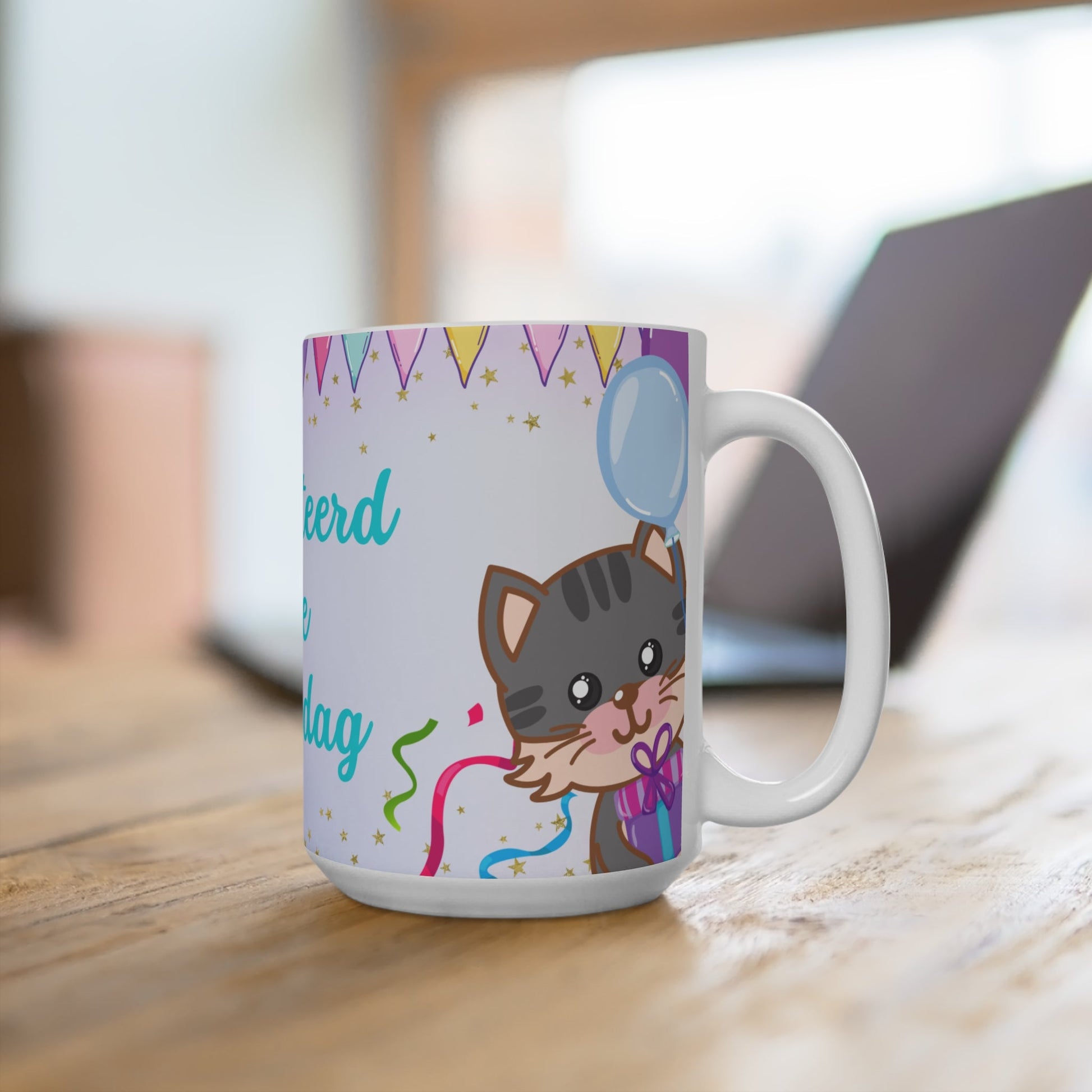 verjaardag gefeliciteerd katten mok Printify