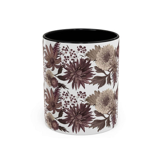 Bloemen Elegance Keramische Mok – 330 ml – Zwart Binnenkant - Creatieve Aap