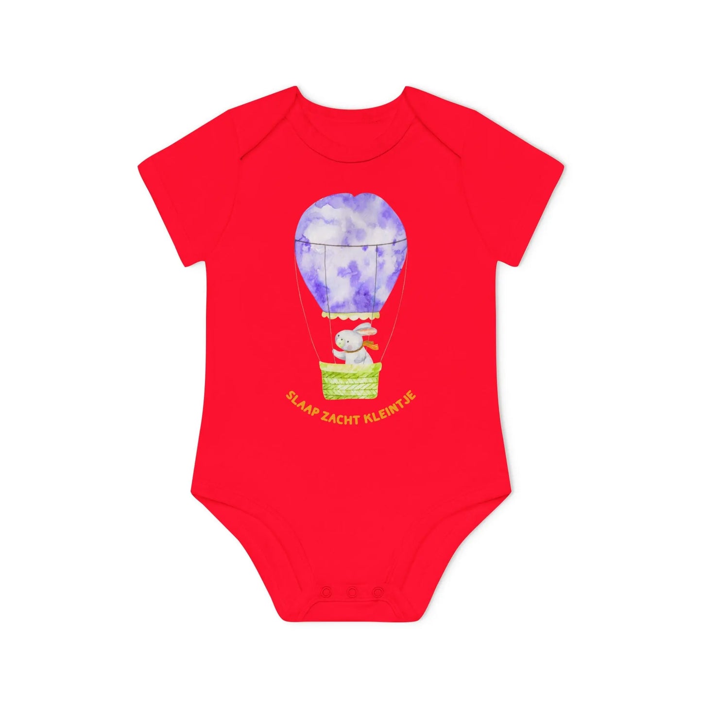 Slaap Zacht Kleintje Romper – Kawaii Romper met Konijn in Luchtballon | Biokatoen in 5 Kleuren Printify