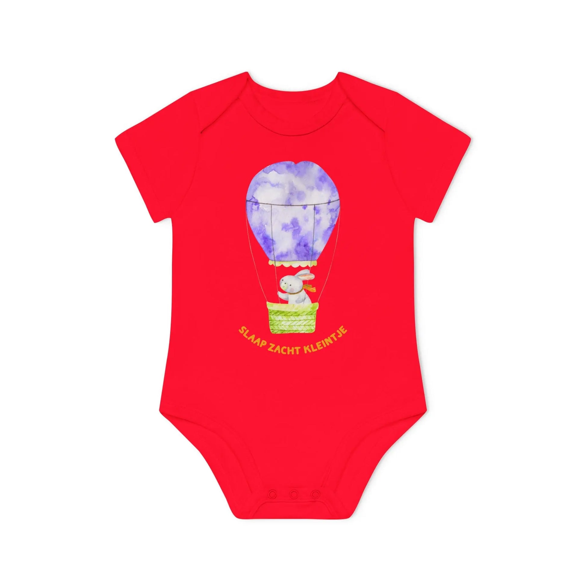 Slaap Zacht Kleintje Romper – Kawaii Romper met Konijn in Luchtballon | Biokatoen in 5 Kleuren Printify