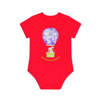 Slaap Zacht Kleintje Romper – Kawaii Romper met Konijn in Luchtballon | Biokatoen in 5 Kleuren Printify