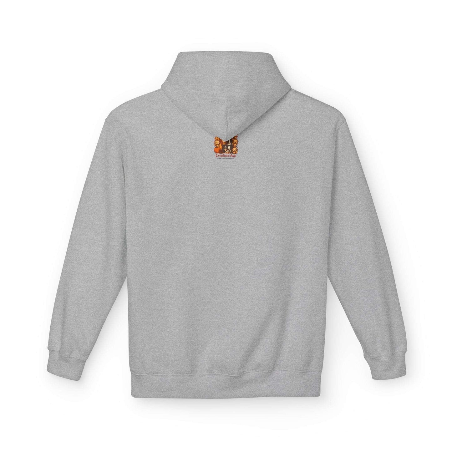 Hoodie Amsterdammer Sport Grey achterkant met capuchon en rand logo Creatieve Aap klein